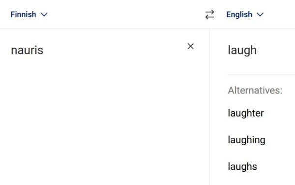 Kuvakaappaus tekoälyä käyttävästä DeepL-kääntimestä väittämässä, että ”nauris” on englanniksi ”laugh”.